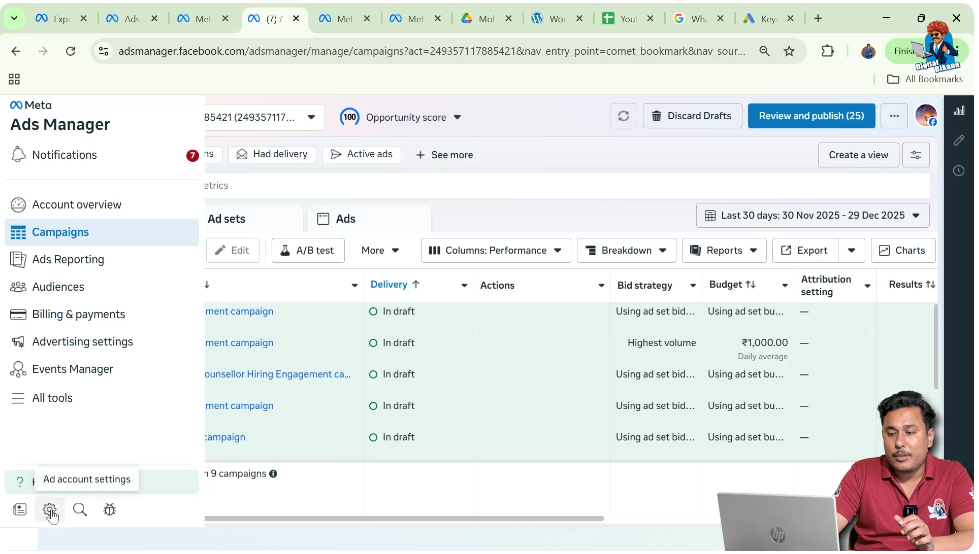 Accessing Ad Account Setting