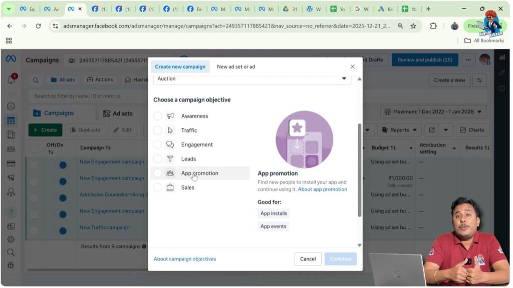 App promotion campaign objective for increasing app installs