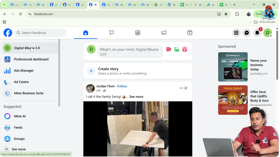 Opening Facebook Page profile by clicking page name