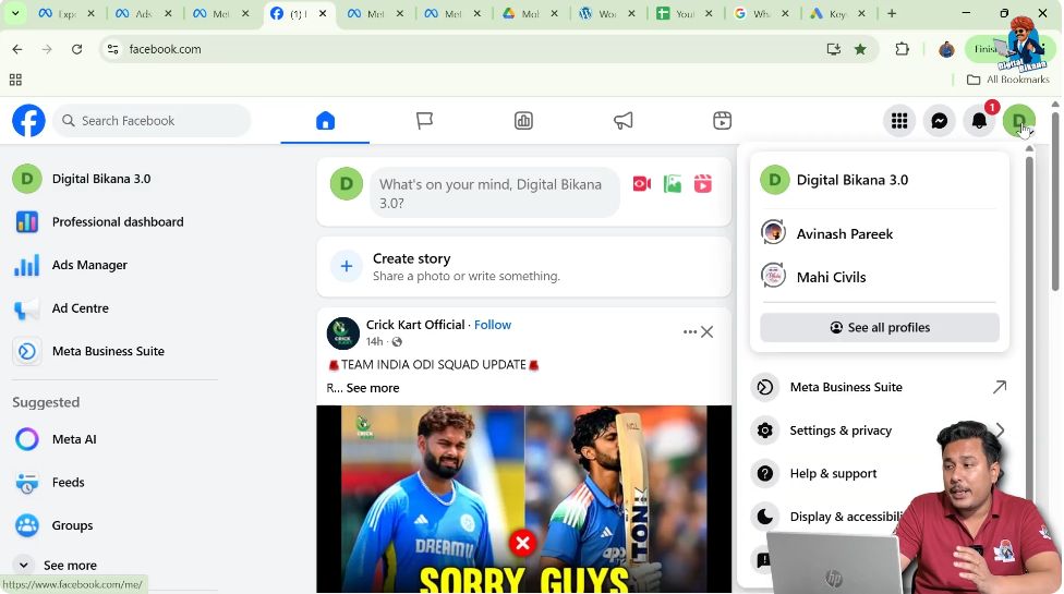 Confirming Facebook page profile before deleting page
