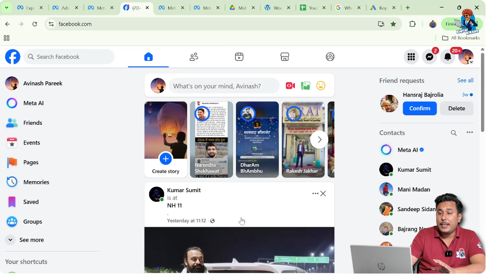 Logging in to Facebook account from desktop interface