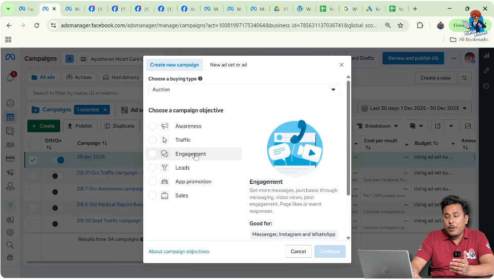 Meta ad campaign objectives for messages