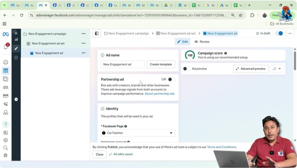 Create button clicked in Meta Ads Manager to start new campaign