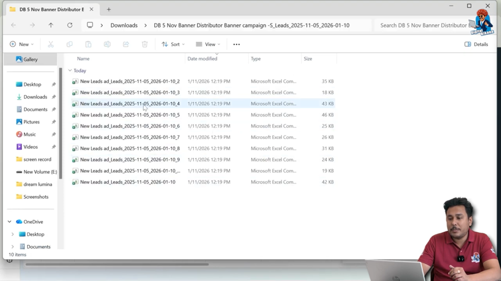 Facebook lead data opened in Excel spreadsheet format