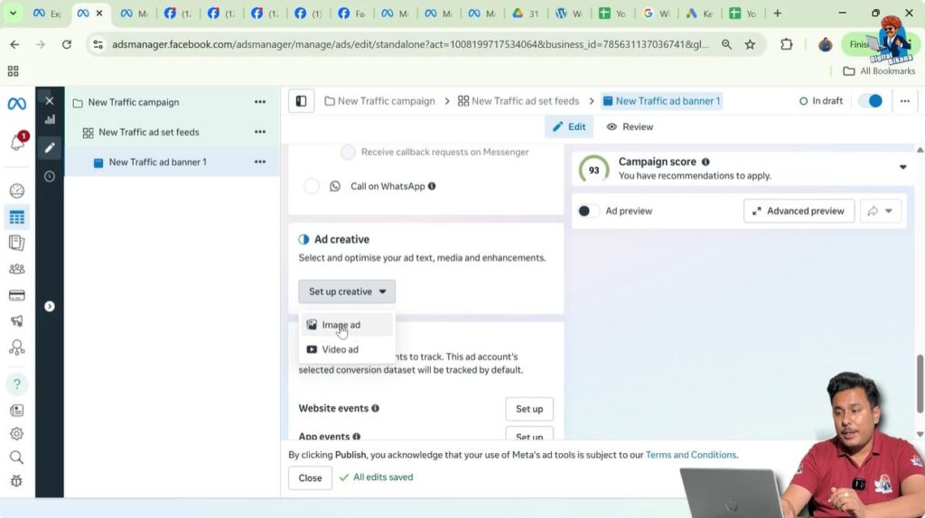 Uploading image for Facebook ad creative from computer