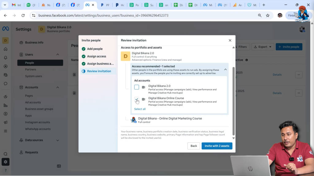 Skipping ad account access while giving Facebook Page permission