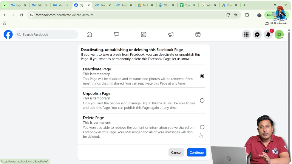 Access and Control settings screen showing options related to page availability and management.
