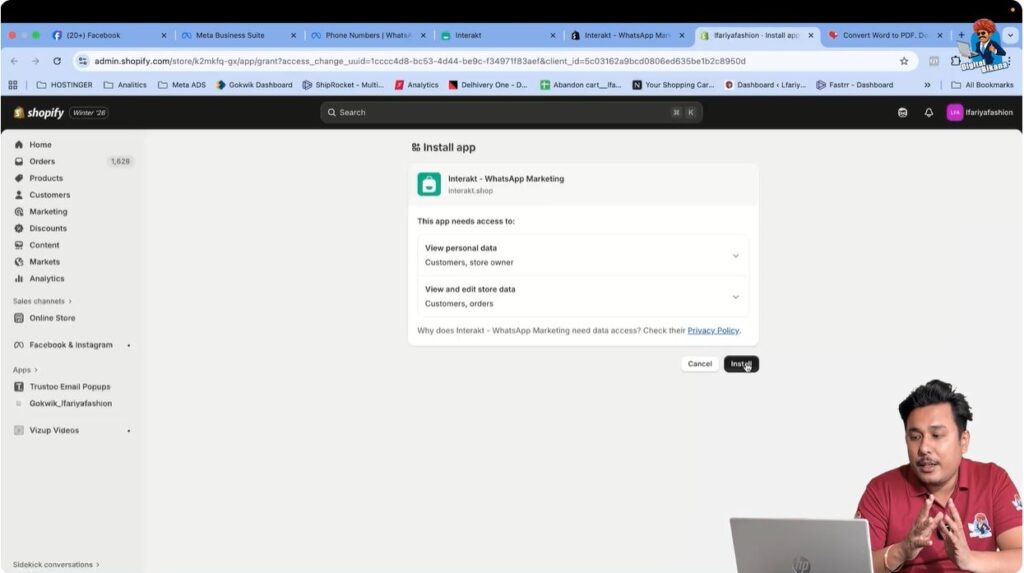 Redirected to Shopify App Store to install Interakt WhatsApp Business API app