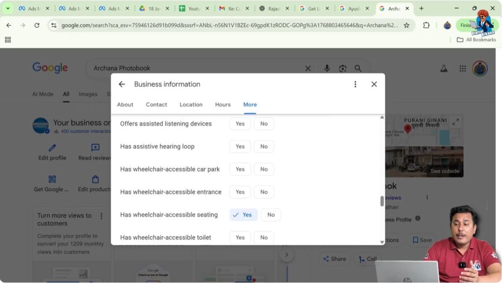 Adding accessibility, amenities, and business attributes in Google My Business profile