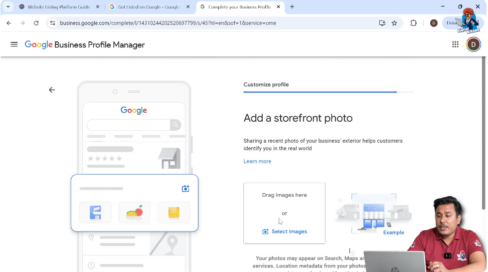  Uploading storefront and business photos to Google My Business listing