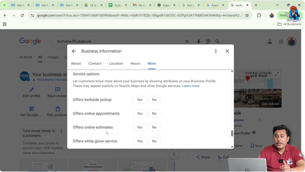 Adding delivery, appointment, and on-site service options in Google My Business profile