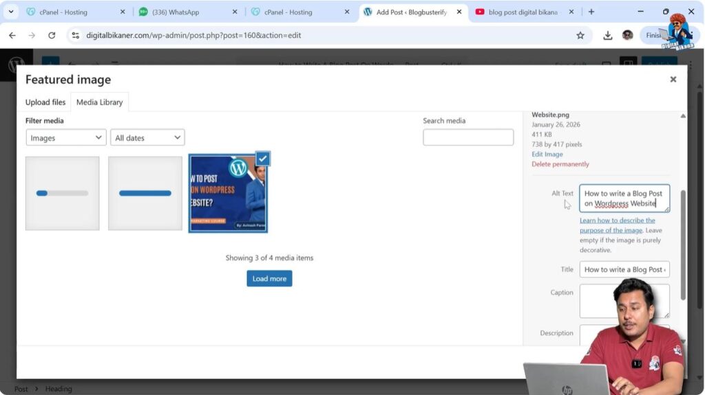 Adding alt text to images for SEO in WordPress blog post