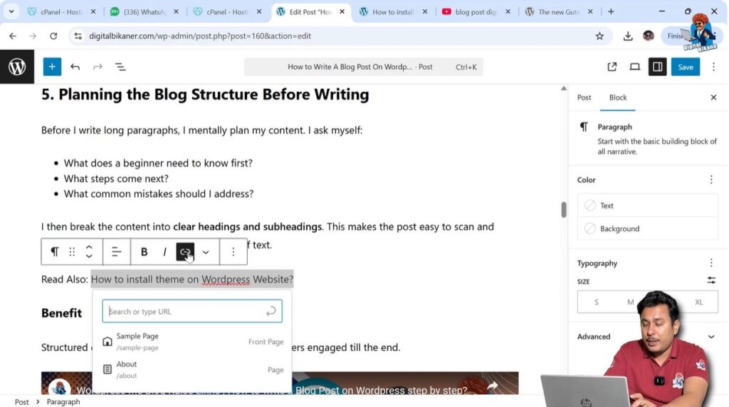 Adding internal link between WordPress blog posts