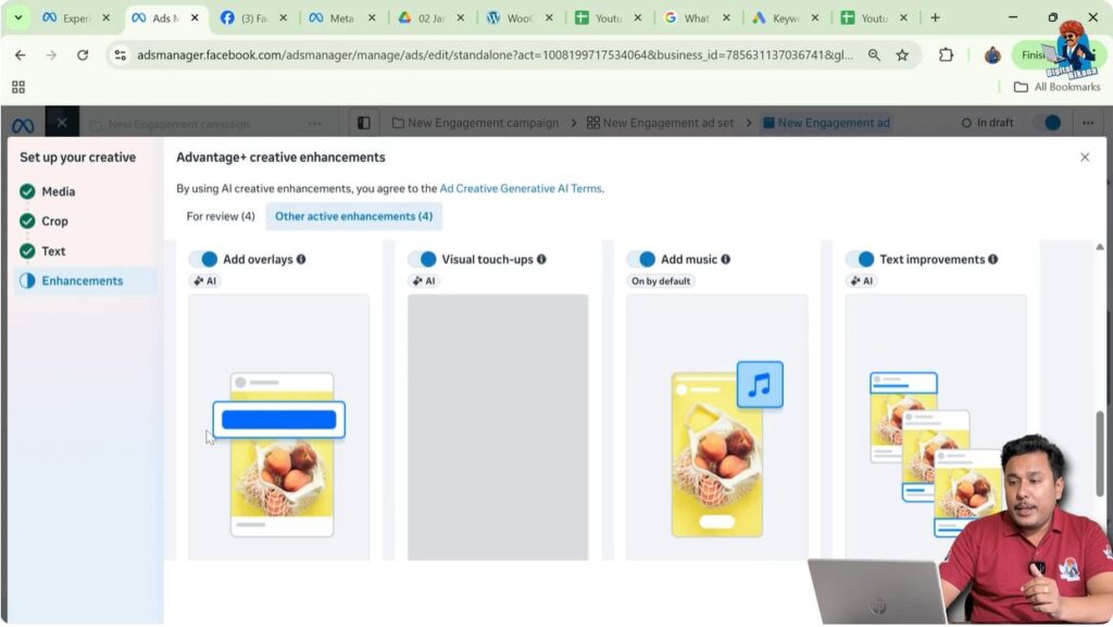 Overlay headline text added on banner using Advantage+ Creative