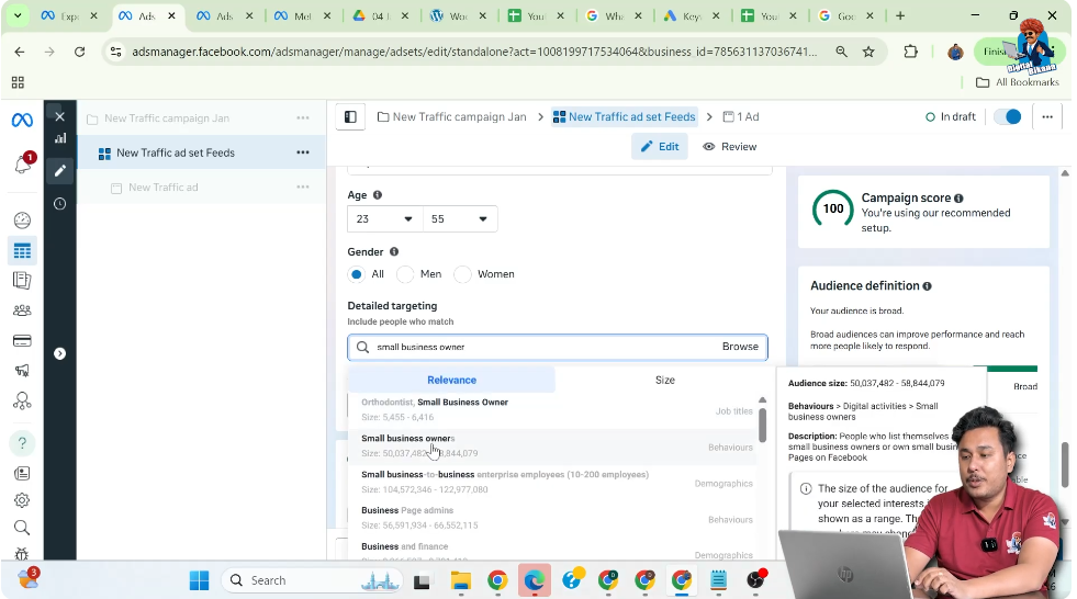 Applying detailed targeting filters for WhatsApp call ads