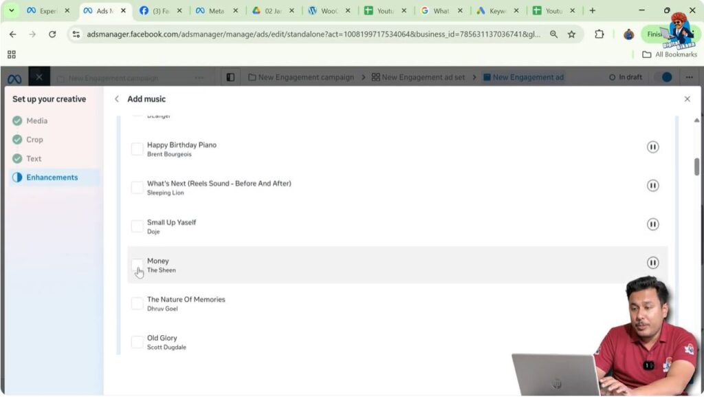Music applied to ad creative