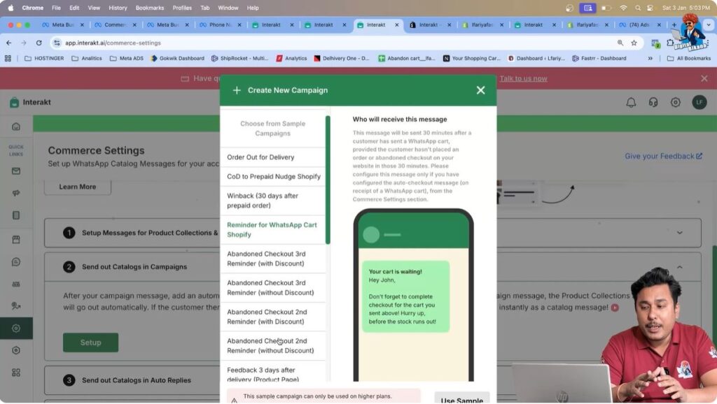 Skip ready-made templates and complete initial product collection setup in WhatsApp API