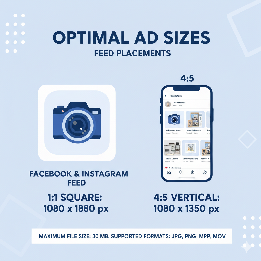Best Facebook ad sizes for feed placements like Facebook and Instagram feed