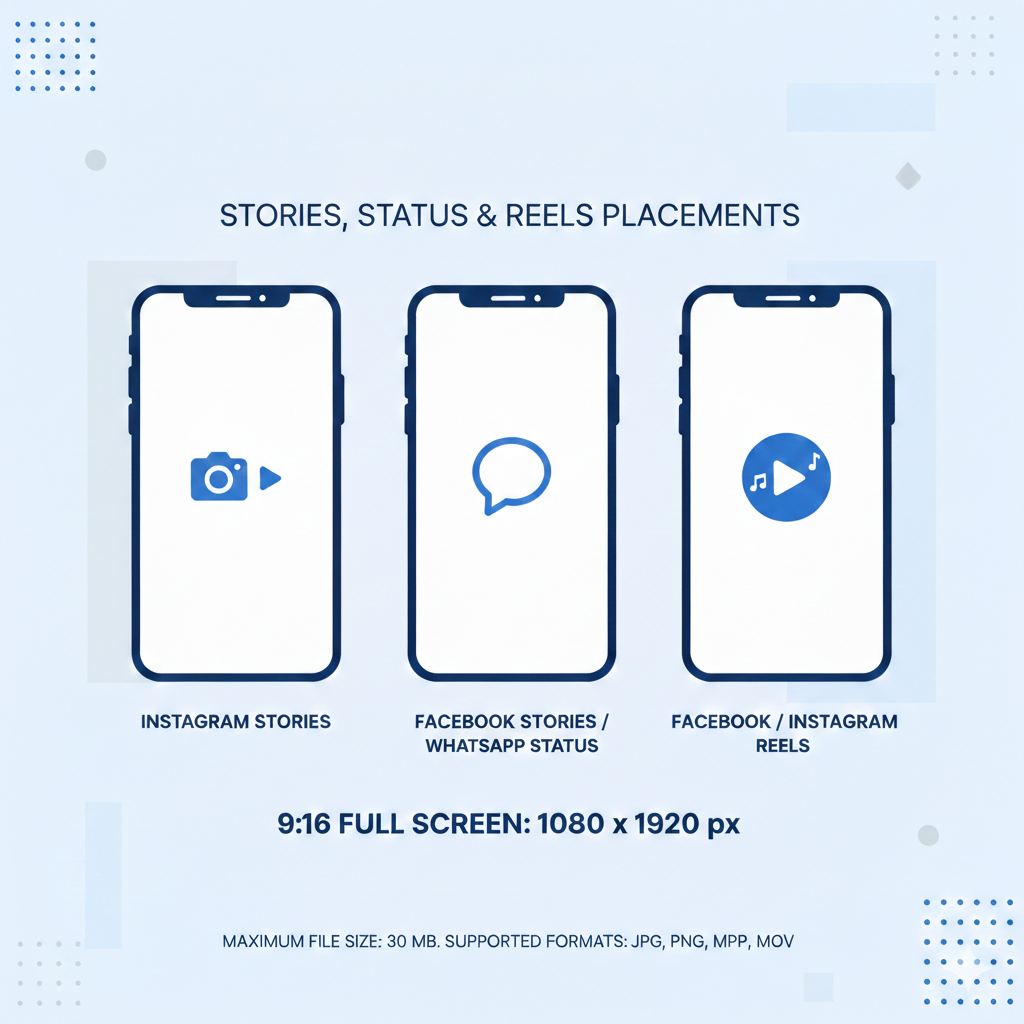 Best ad size for Facebook and Instagram stories status and reels