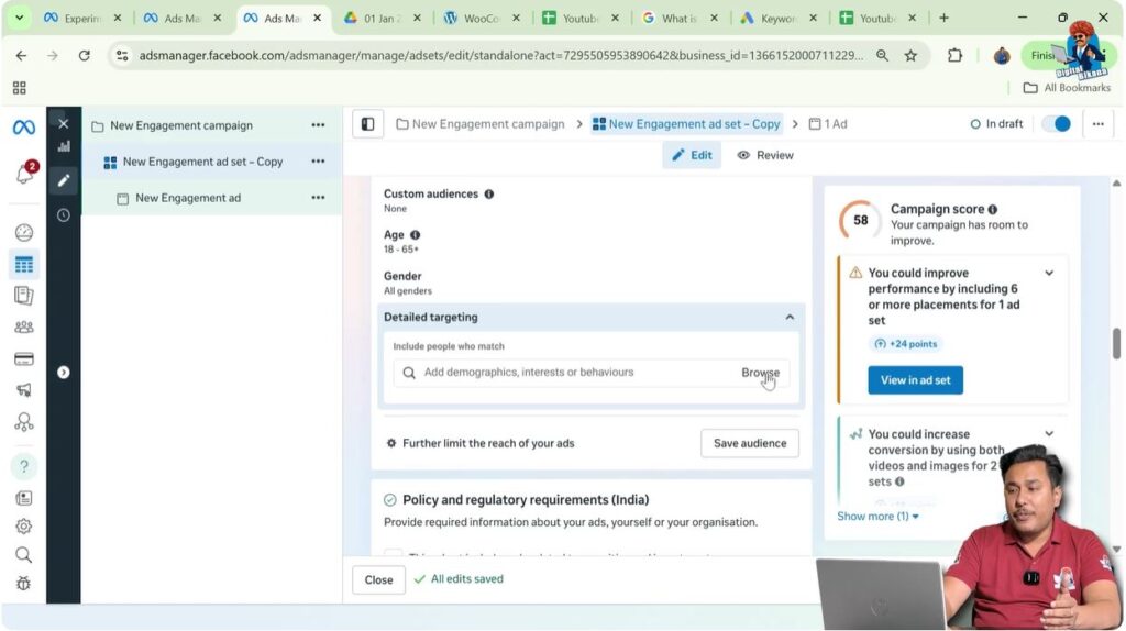 Browse option showing demographics interests and behaviors in Meta Ads