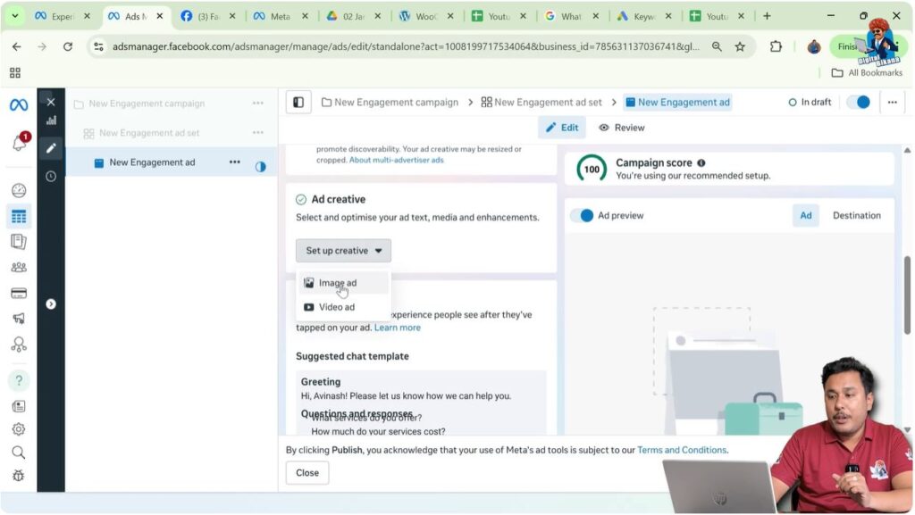 Selecting image ad or video ad format in Meta Ads Manager creative setup