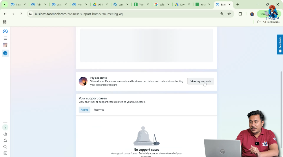 Clicking View My Accounts option in Meta account quality section