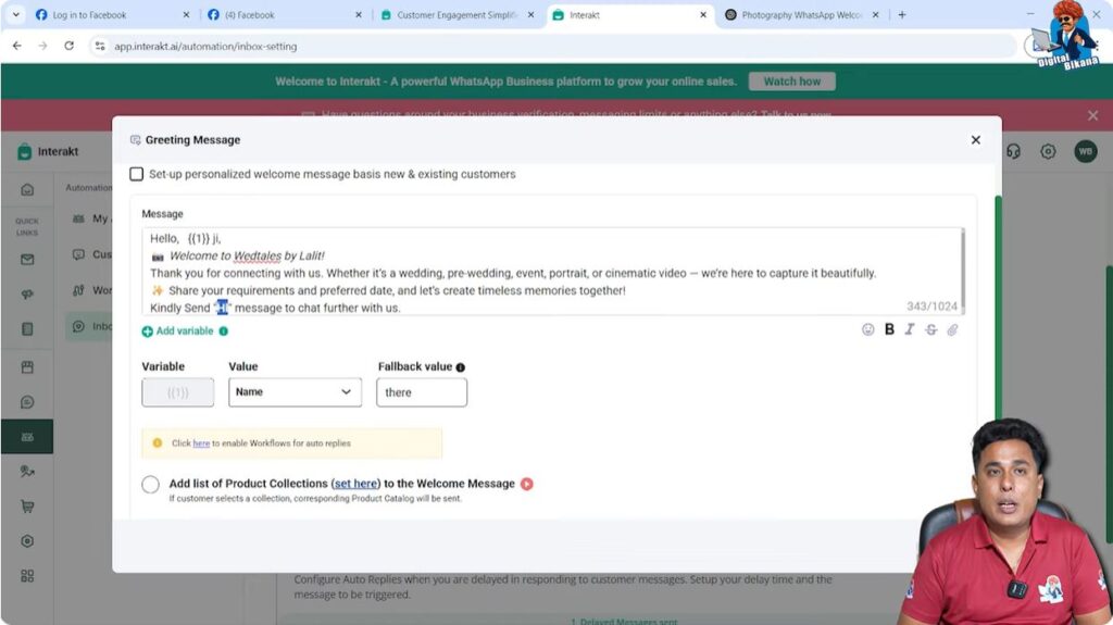Writing complete personalized welcome message content