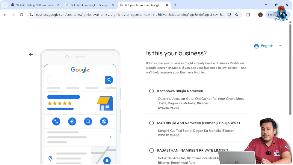 Confirming business ownership while creating Google My Business profile
