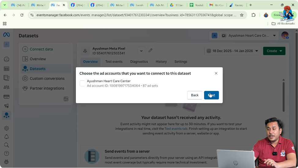 Connect Meta Pixel with Facebook ad account during pixel setup