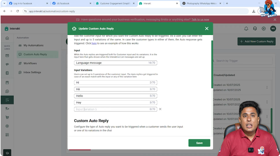 Connecting marketing template with custom auto reply journey in WhatsApp Business API
