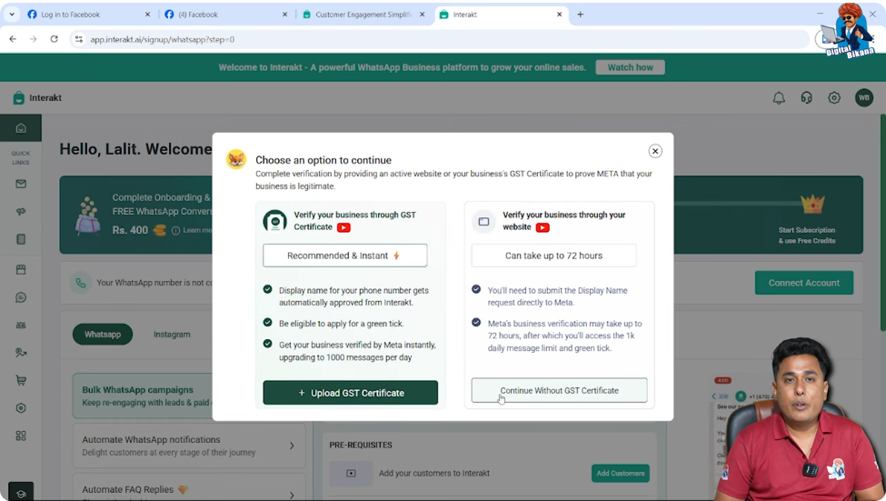 Continue without GST certificate