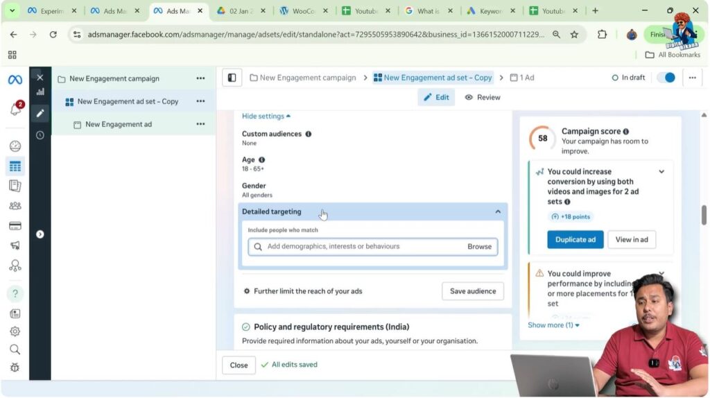 Behavior based targeting in Meta Advertising at ad set level