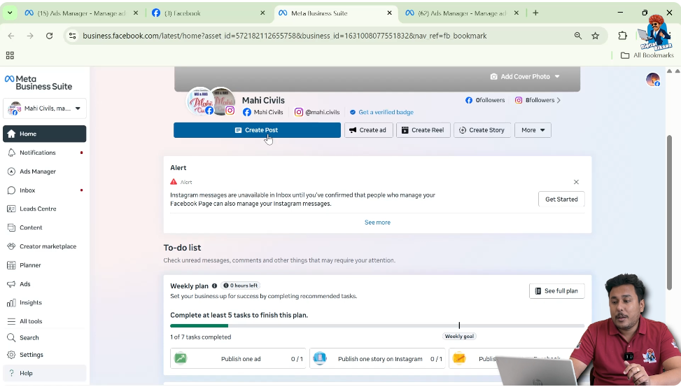 Creating and publishing posts on Facebook and Instagram using Meta Business Suite