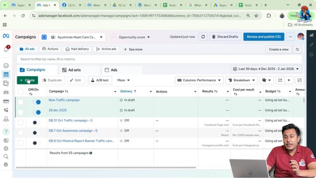 Creating a new Meta Ads campaign to add music in ad creative