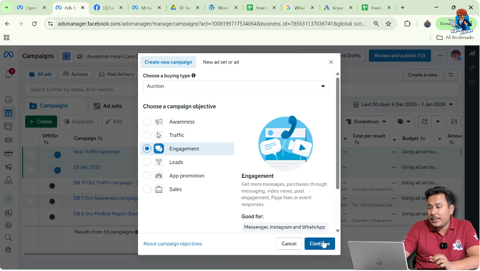 Creating a new campaign in Meta Ads Manager to disable Advantage+ Creative