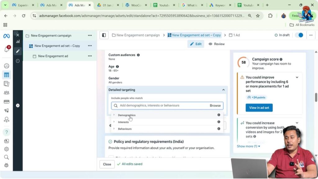 Demographics targeting options in Meta Ads Manager