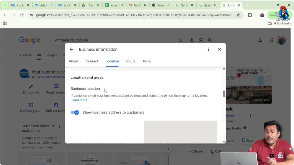 Editing business address and adjusting map pin location in Google My Business