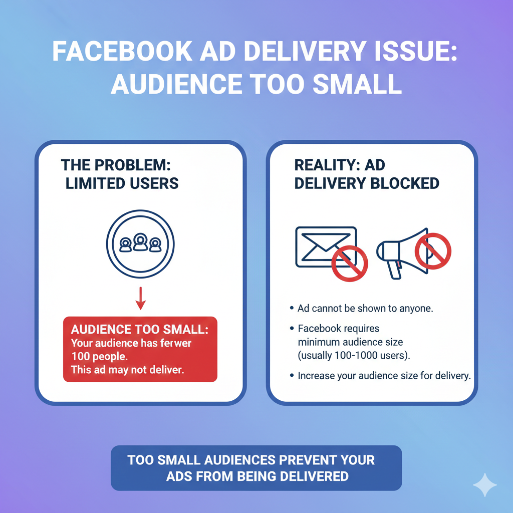Custom audience size too small causing Facebook ad not to run
