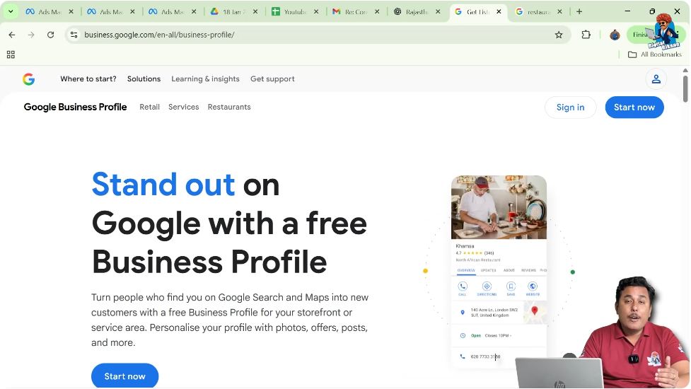 Google My Business platform used to manage business profiles and locations