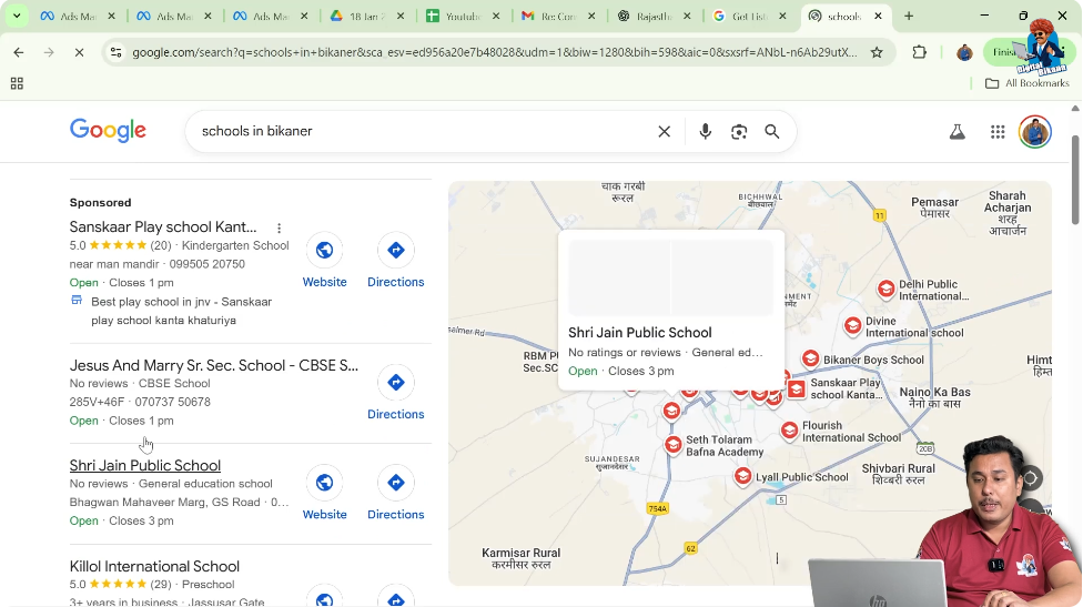 Google My Business listings for restaurants, schools, and other businesses