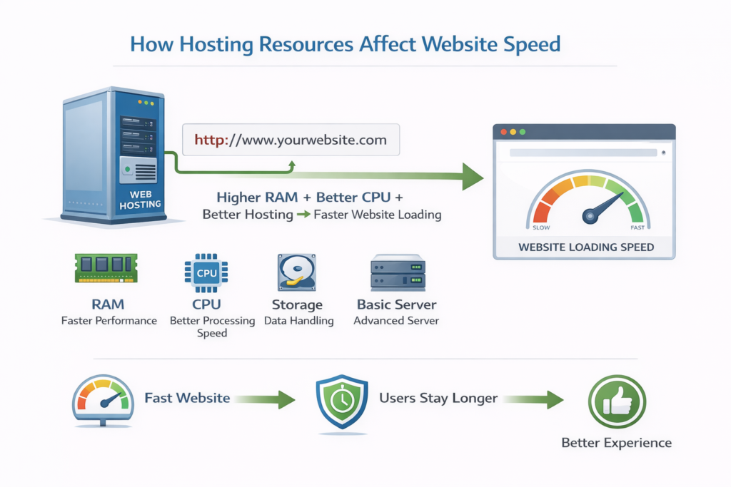 Fast loading website due to higher RAM and better hosting performance