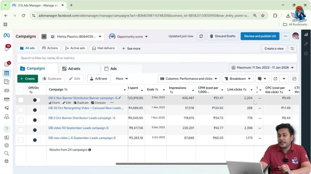 Total CTA button clicks shown under link clicks column in Ads Manager