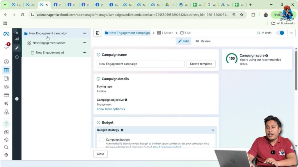 Ad campaign level visible inside Meta Ads Manager interface