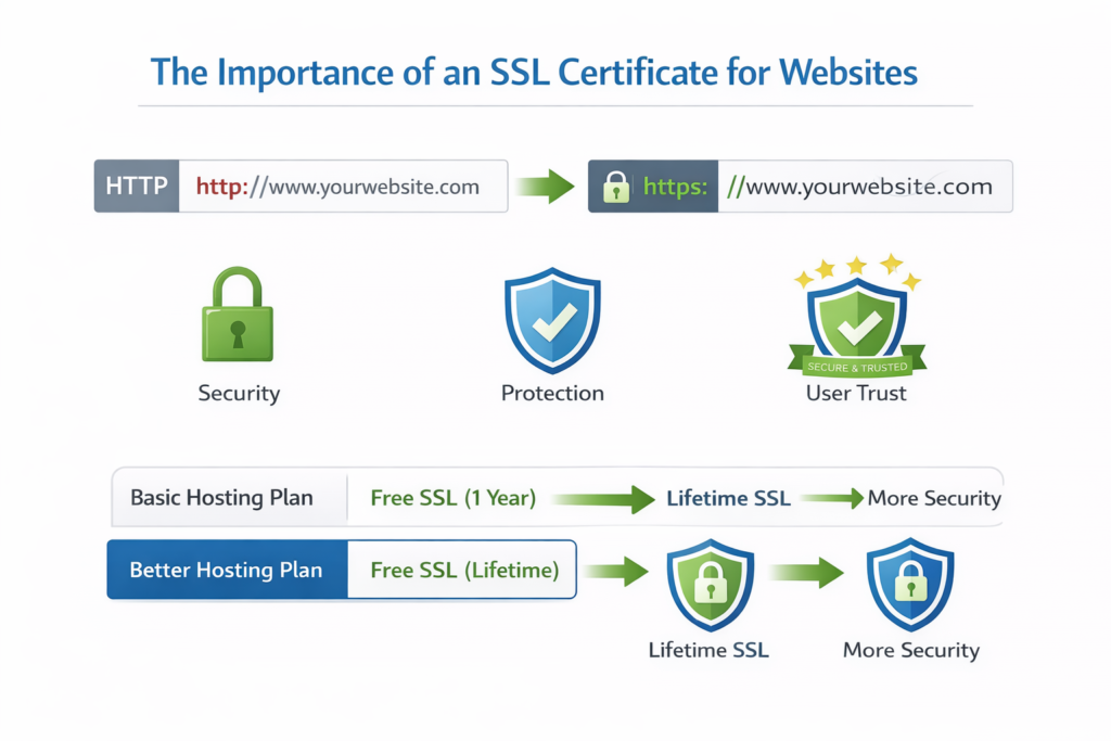 Website showing HTTPS secure SSL certificate in browser address bar