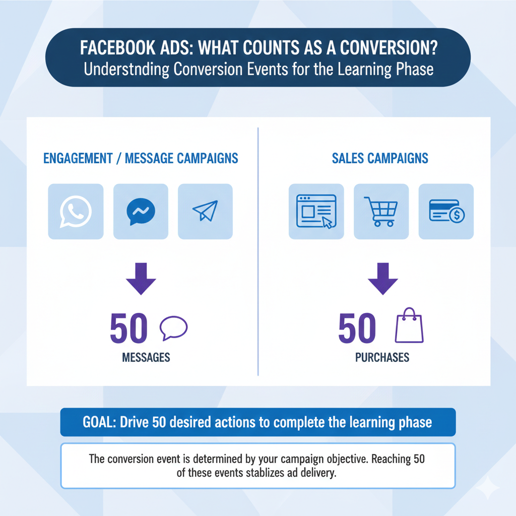 Ad learning phase behavior for engagement and sales campaigns in Facebook Ads