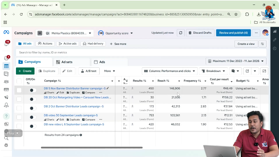 View reach column in Facebook Ads Manager showing number of unique users reached by the ad.