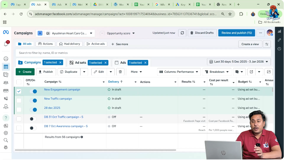 Logging into Facebook account to check Meta account quality