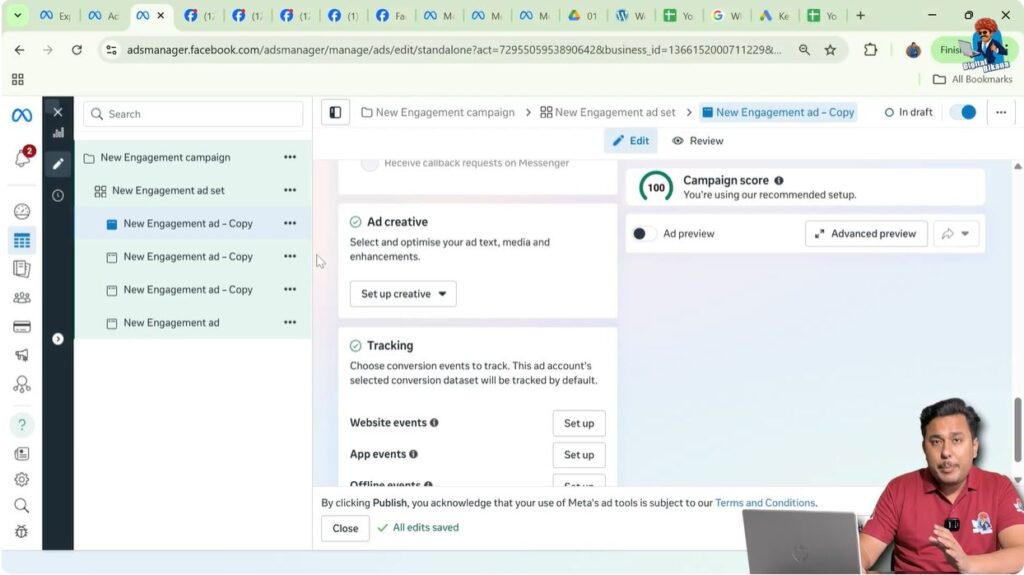 Opening Meta Ads Manager dashboard to manage ad campaigns