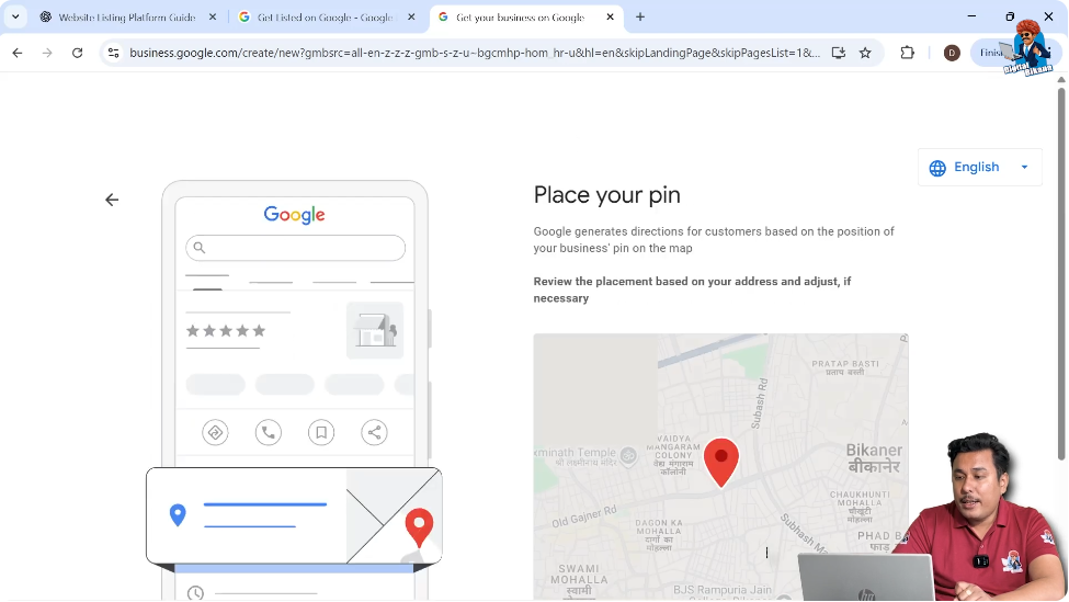Placing and adjusting location pin on Google Maps for Google My Business listing