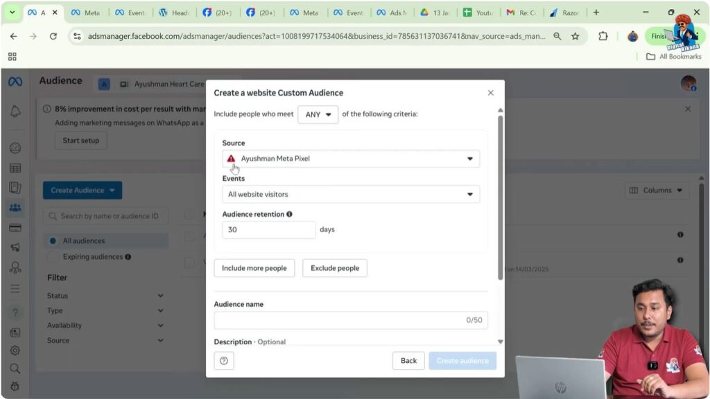 Red error message showing Facebook pixel not detected yet
